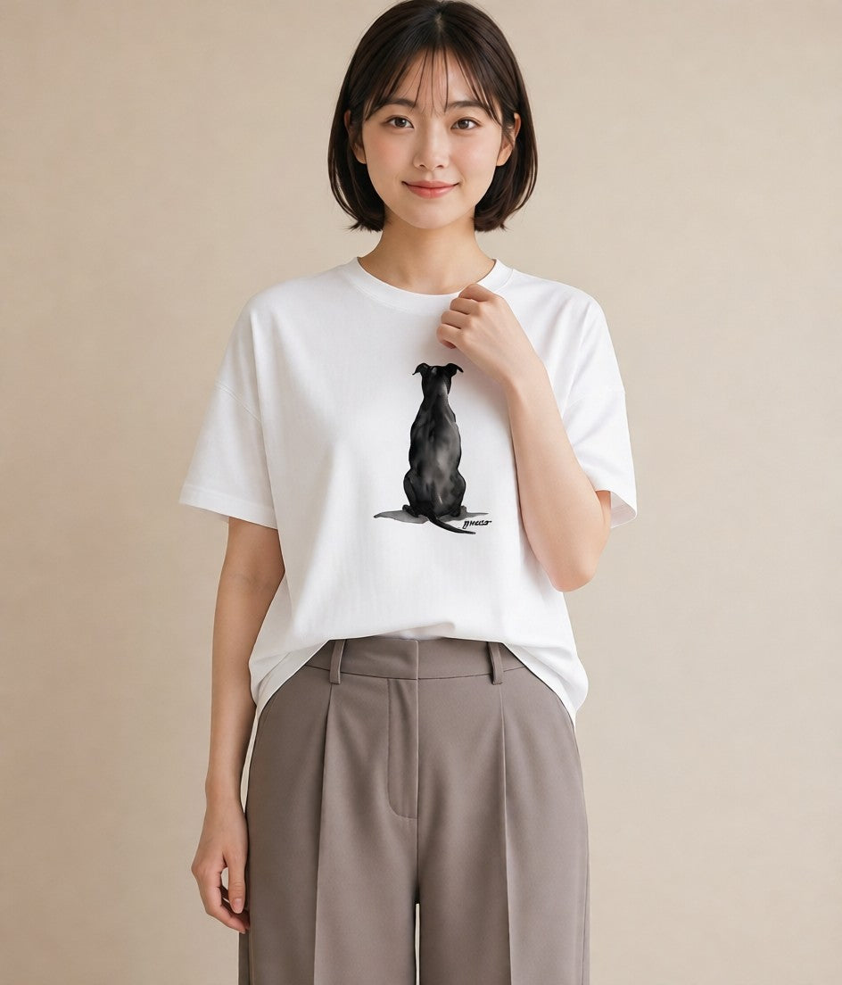 Tシャツ レディース 犬 いぬ イラスト きれいめカジュアル 自分用 ルームウェア 白T YMAZO