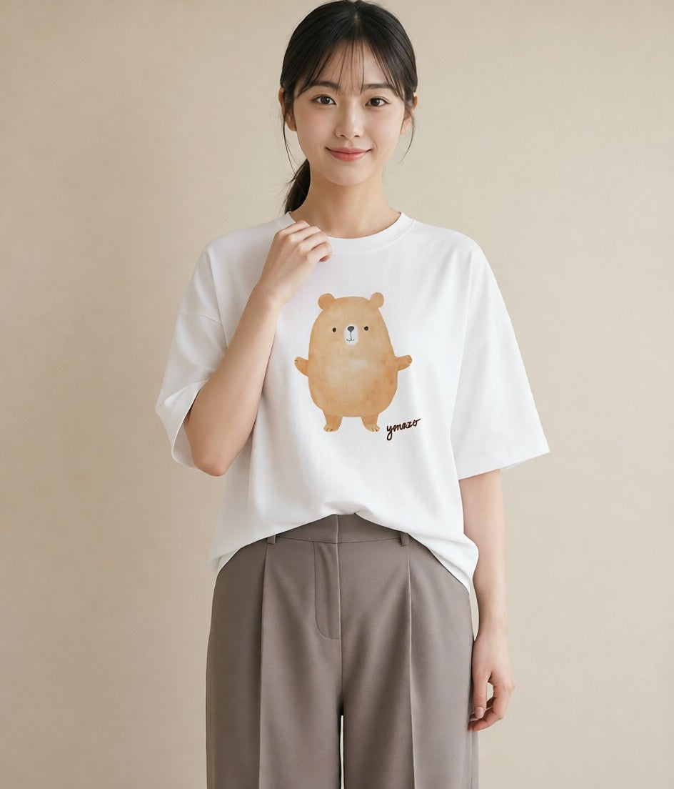 Tシャツ レディース ナマケモノ 動物 アニマル イラスト 旅行コーデ 帰省 ラフ 白T YMAZO