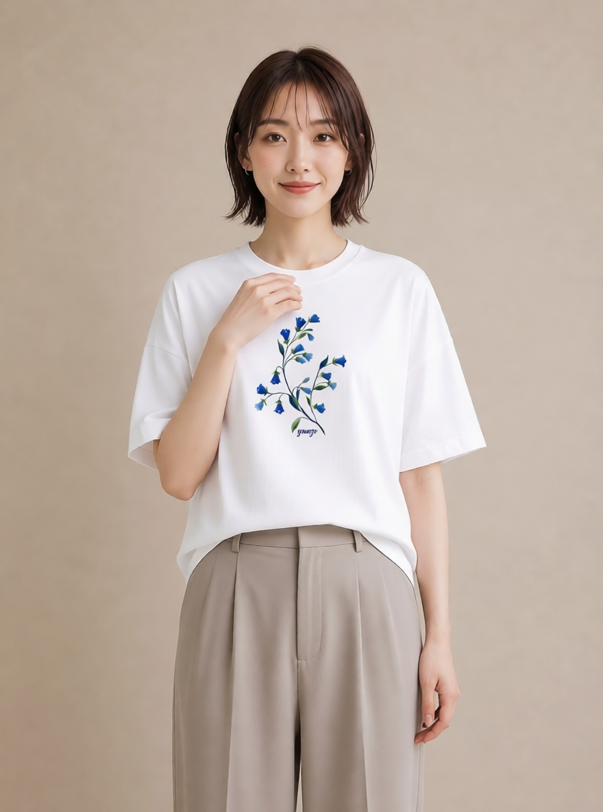 グラフィックTシャツ レディース あさがお 朝顔 花 花柄 イラスト お洒落 お出かけ 普段着 白T
