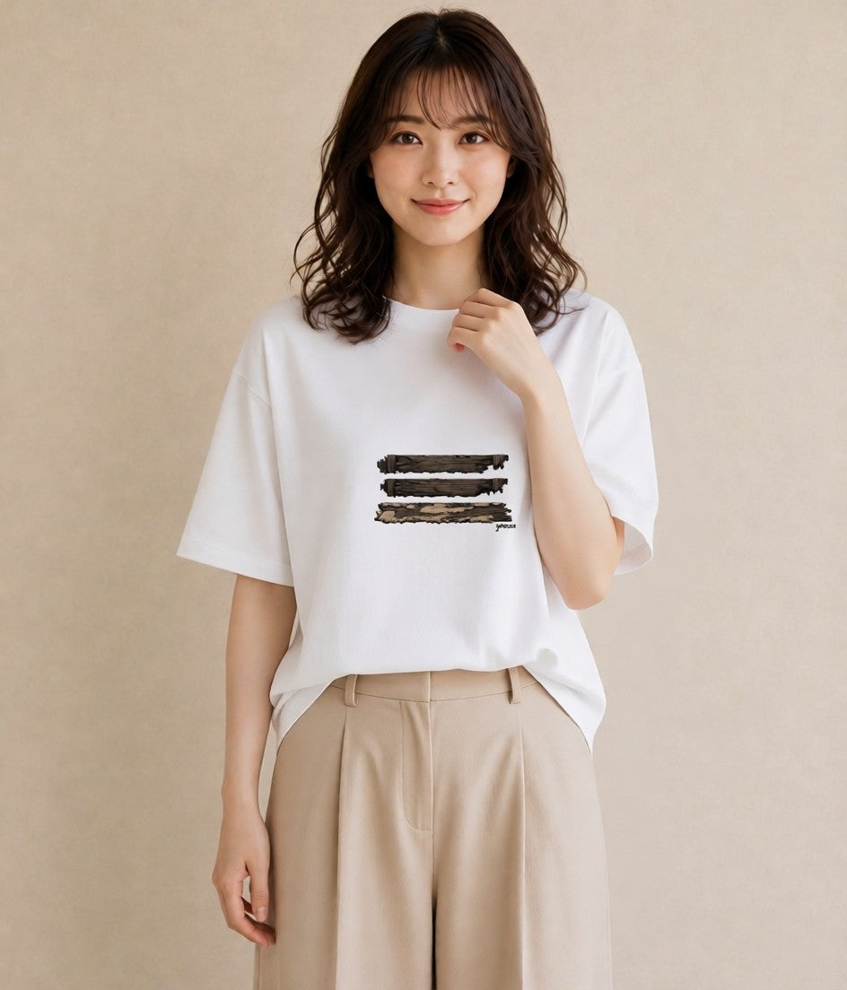 Tシャツ レディース 桟橋 水辺 波止場 ナチュラル アンティーク イラスト ポップ カフェ服 クリスマス 白T YMAZO