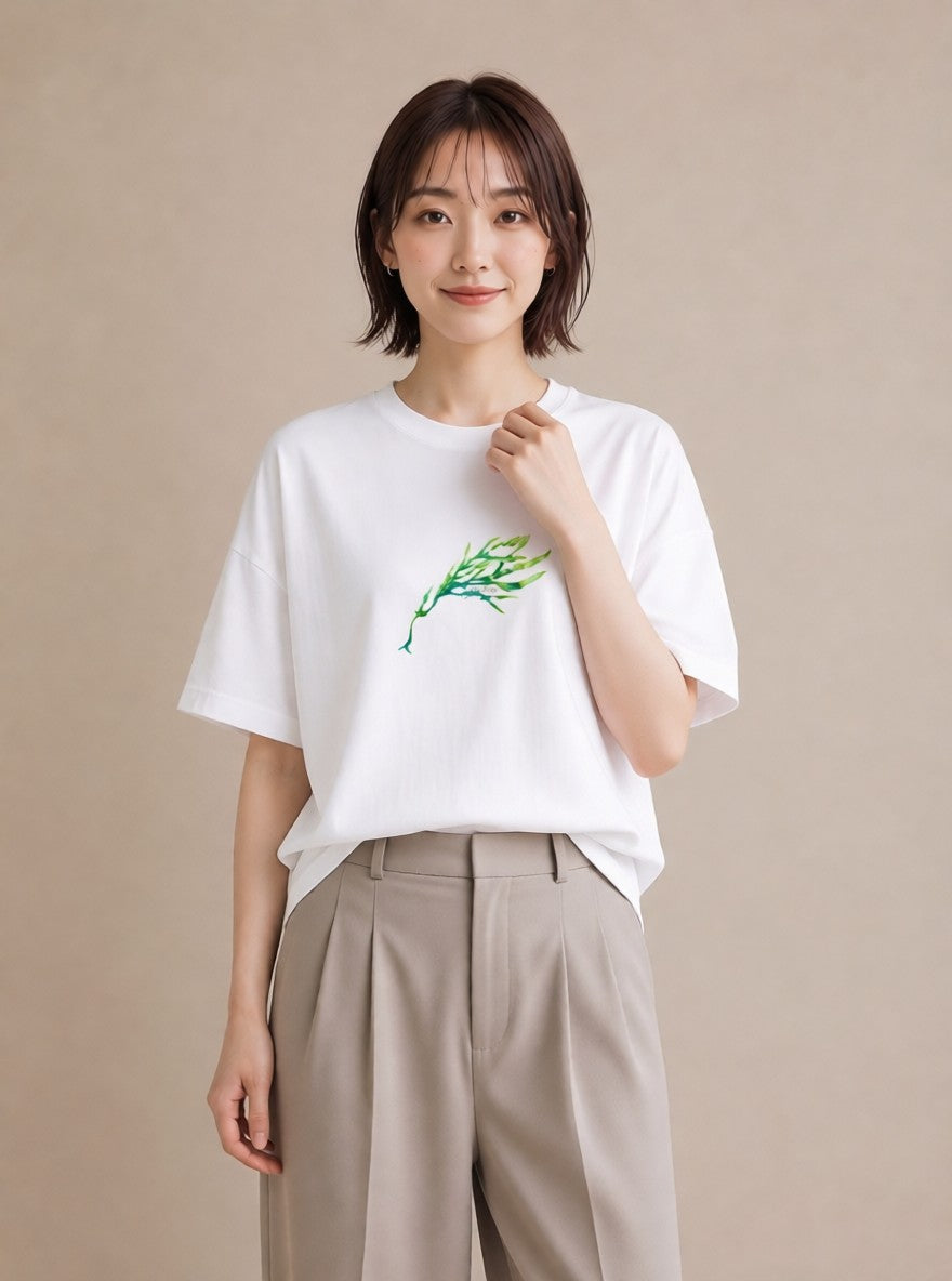 プリントTシャツ レディース ユーカリ 植物 ボタニカル イラスト 誕生日プレゼント 綿100 白T YMAZO