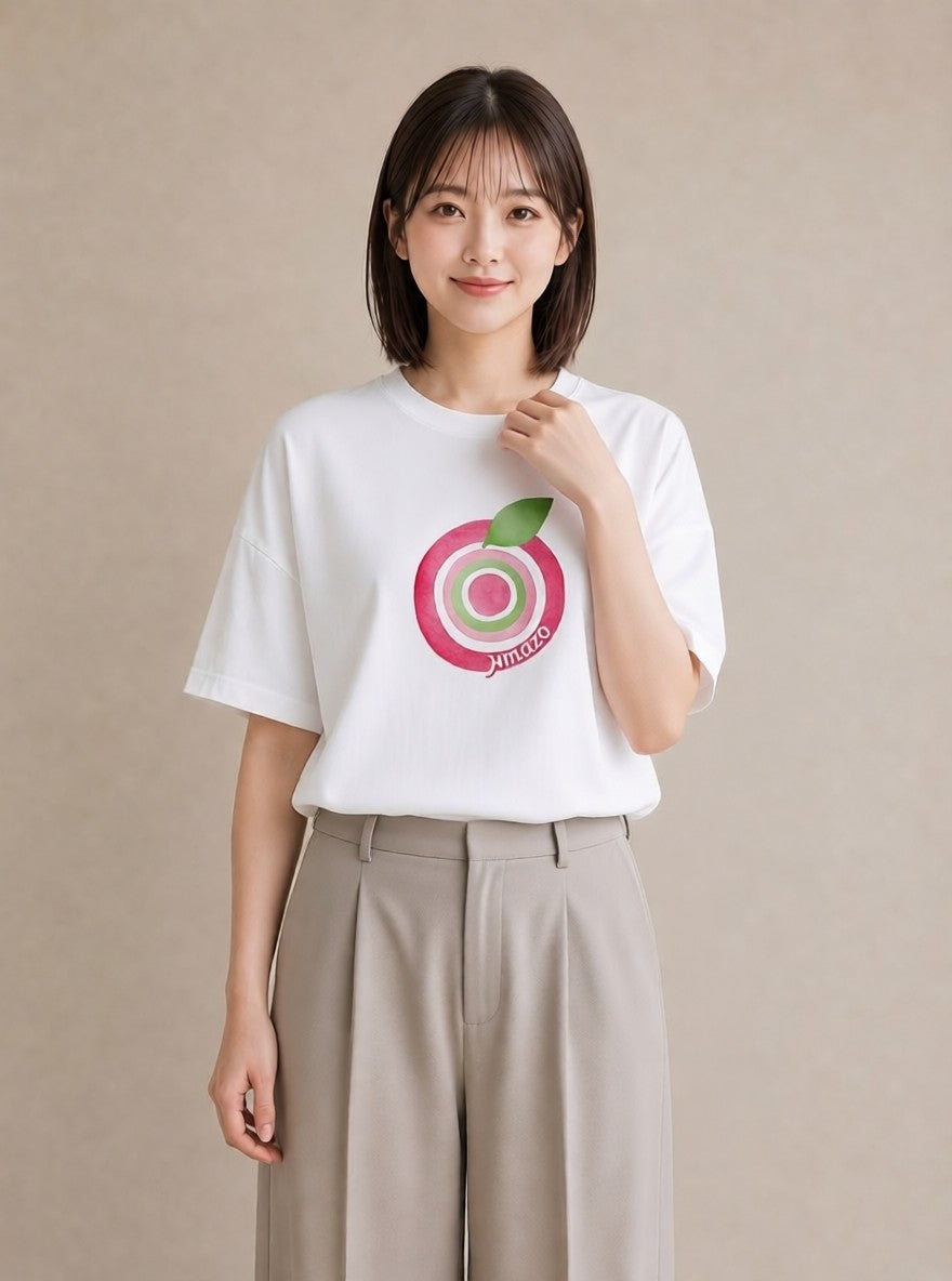 半袖Tシャツ レディース さくらんぼ チェリー 食べ物 フード イラスト 韓国風 送別ギフト 通勤 白T YMAZO