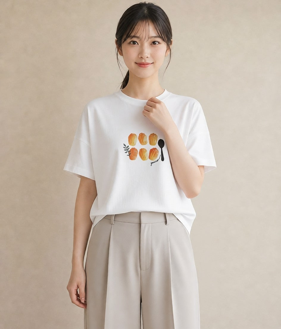 Tシャツ レディース マカロン 食べ物 フード イラスト きれいめカジュアル 部屋着 女性向けギフト 白T YMAZO