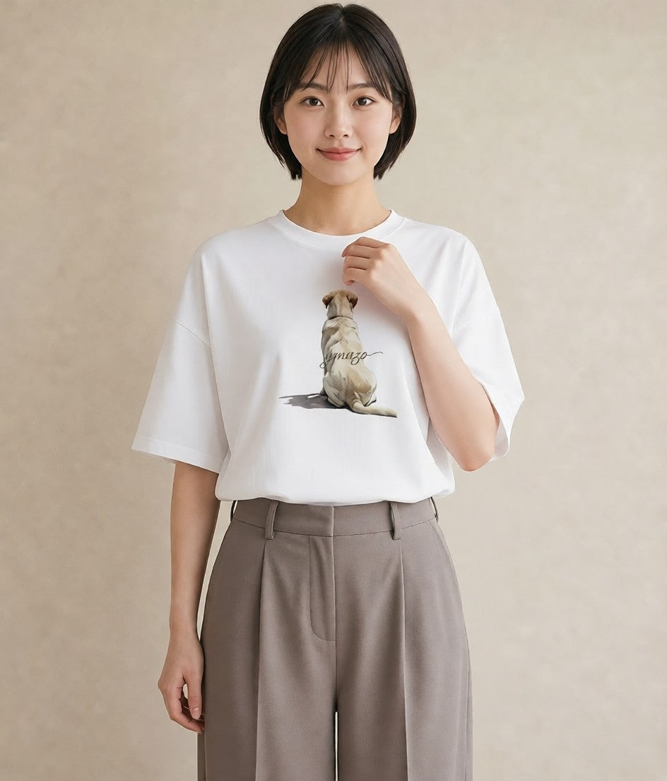 グラフィックTシャツ レディース 犬好き 犬 いぬ イラスト ラフ 母の日 ビーチ 白T YMAZO