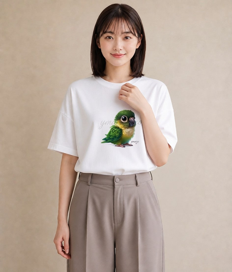 グラフィックTシャツ レディース セキセイインコ ペット 動物 イラスト シンプル 通学 誕生日プレゼント 白T YMAZO