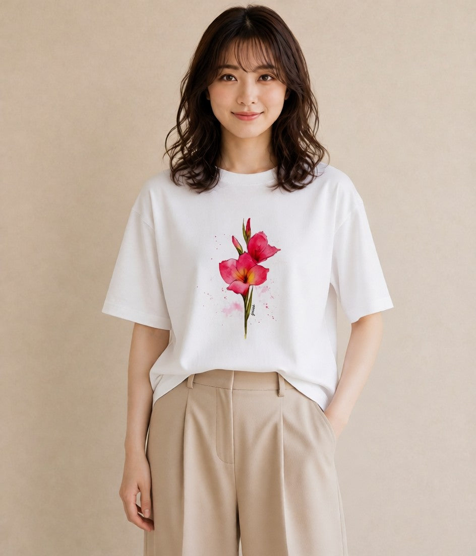デザインTシャツ レディース ポスト 野の花 レトロ ナチュラル アンティーク イラスト きれいめ 旅行 母娘コーデ 白T YMAZO