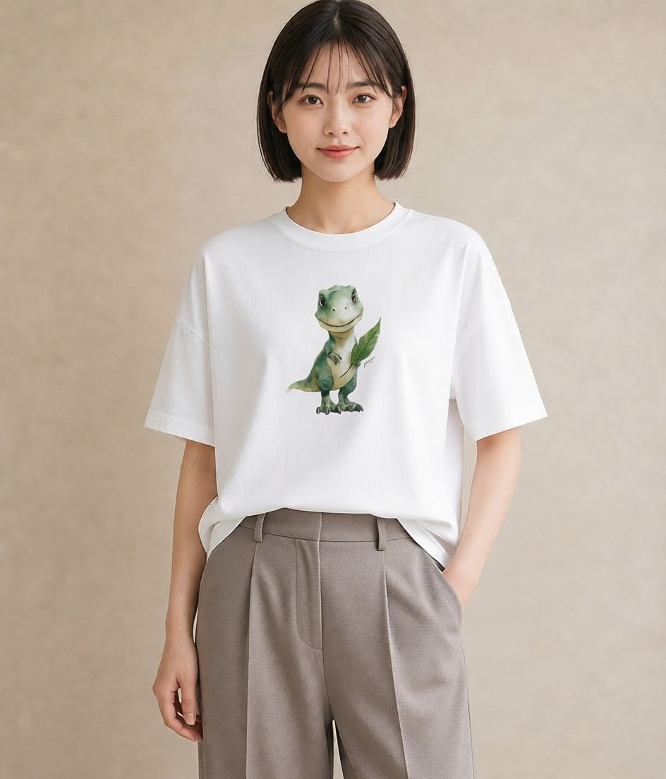 Tシャツ レディース レオパ ペット 動物 イラスト カフェコーデ 週末コーデ 敬老の日 白T YMAZO