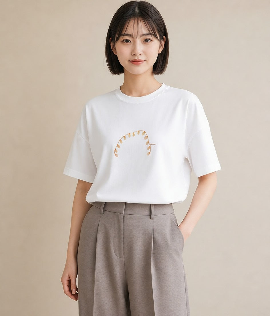 半袖Tシャツ レディース 風鈴 ガラス 夏 ナチュラル アンティーク イラスト ミニマル 買い物 夏コーデ 白T YMAZO