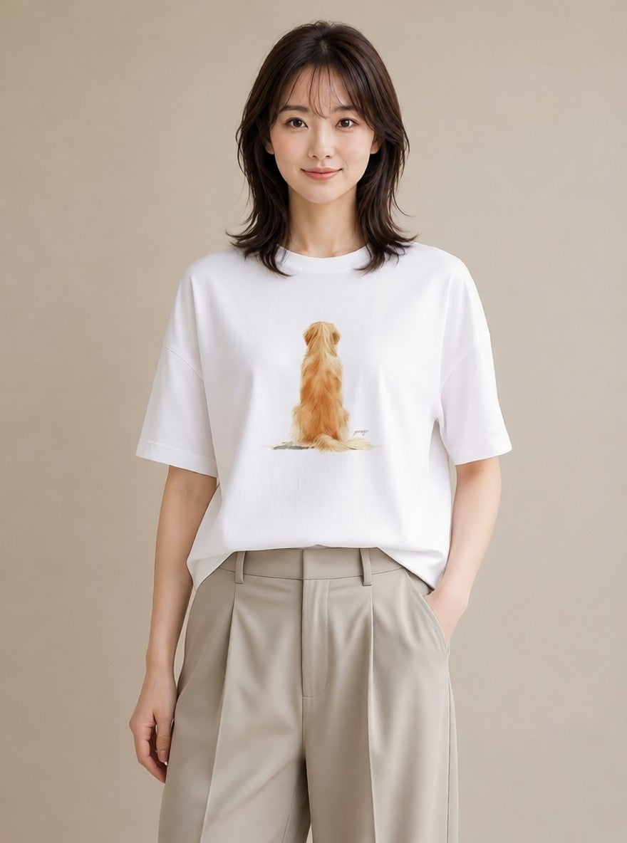 グラフィックTシャツ レディース 老犬 犬 いぬ イラスト 北欧風 ルームウェア ギフト 白T YMAZO