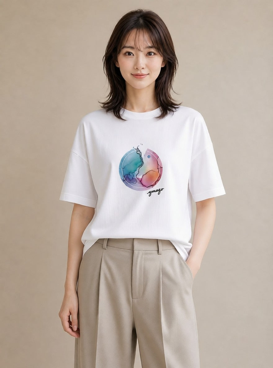 グラフィックTシャツ レディース 牡牛座 星空 宇宙 イラスト カフェコーデ ルームウェア ギフト 白T YMAZO