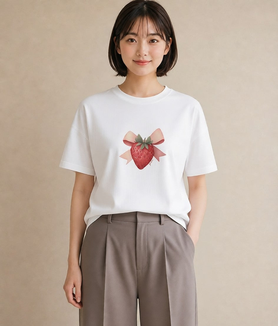 プリントTシャツ レディース ショートケーキ 食べ物 フード イラスト 可愛い 春コーデ 姉妹 白T YMAZO
