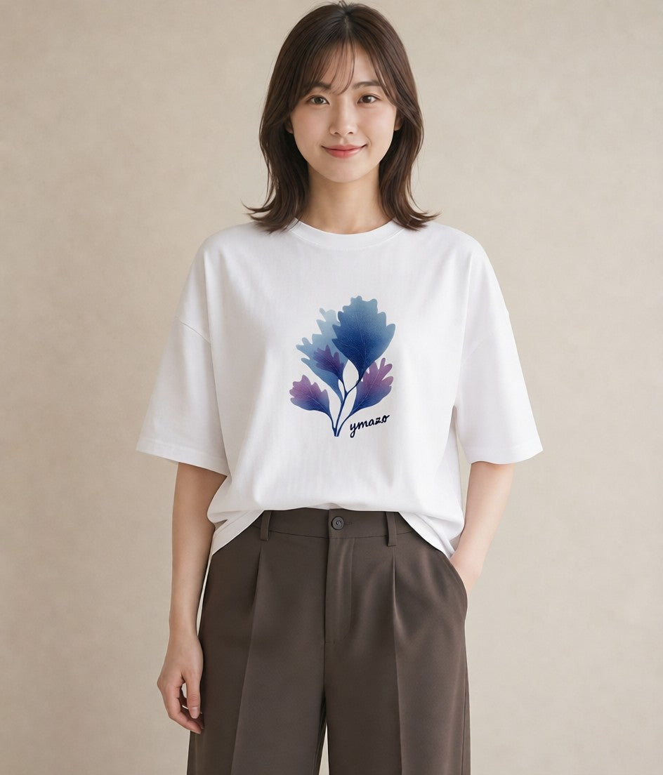 デザインTシャツ レディース サンゴ 海の生き物 海 イラスト 休日コーデ ミセス 春コーデ 白T YMAZO