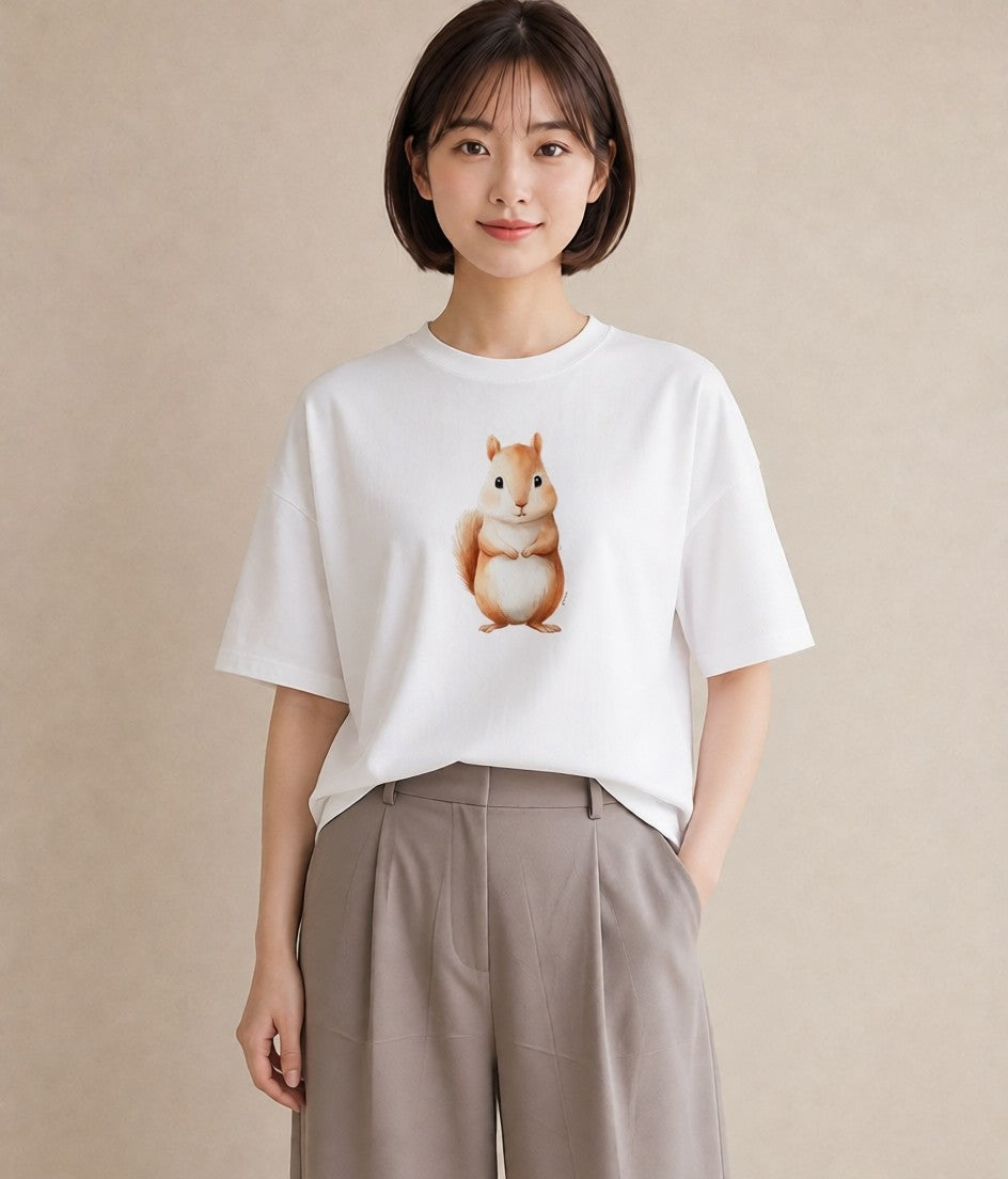 プリントTシャツ レディース ロボロフスキー ペット 動物 イラスト 休日コーデ 送別ギフト 通勤 白T YMAZO