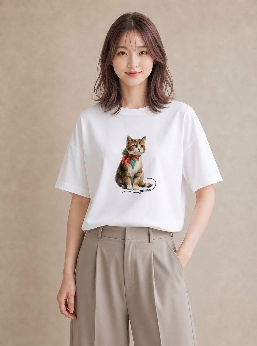 グラフィックTシャツ レディース ソマリ 猫 ねこ イラスト ポップ 姉妹 送別ギフト 白T YMAZO