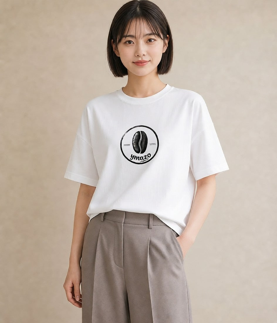 グラフィックTシャツ レディース カフェ カフェロゴ ロゴ イラスト ポップ 休日 ペアコーデ 白T YMAZO