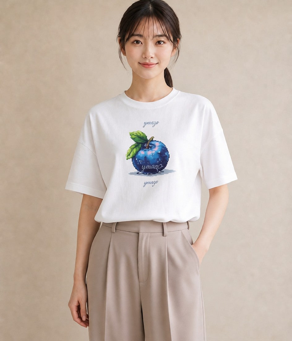 プリントTシャツ レディース ブルーベリー 食べ物 フード イラスト レトロ 女子会 お揃い 白T YMAZO