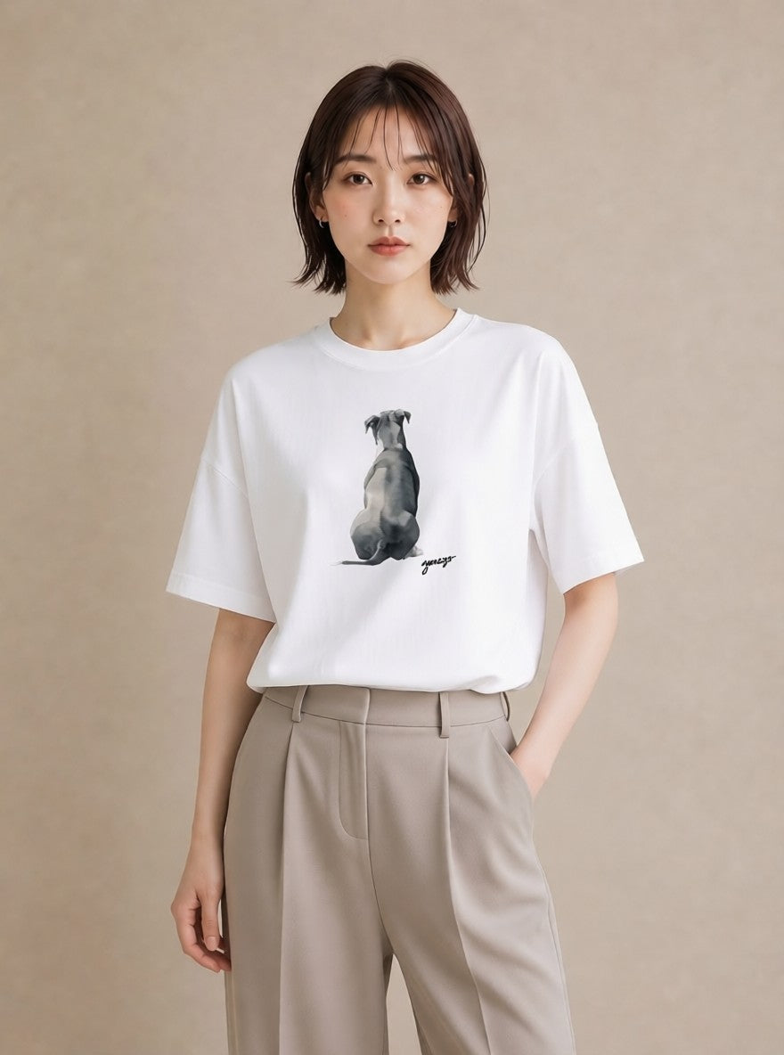 Tシャツ レディース 犬 いぬ イラスト カジュアル 女子会 お揃い 白T YMAZO