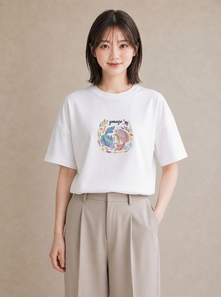 グラフィックTシャツ レディース 牡羊座 星空 宇宙 イラスト ニュアンス お出かけ 普段着 白T YMAZO