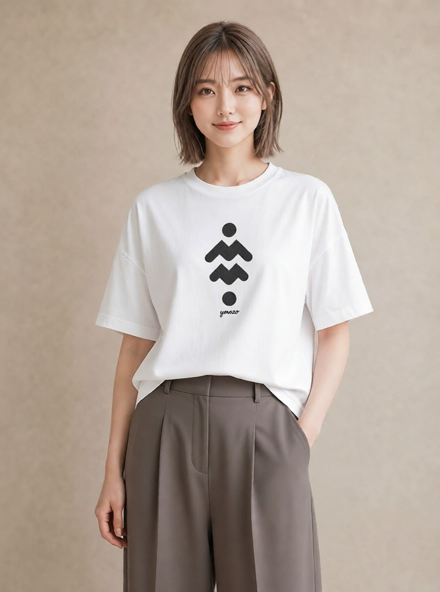 半袖Tシャツ レディース 手鏡 アンティーク レトロ ナチュラル イラスト 上品 友達ギフト 部屋着 白T YMAZO
