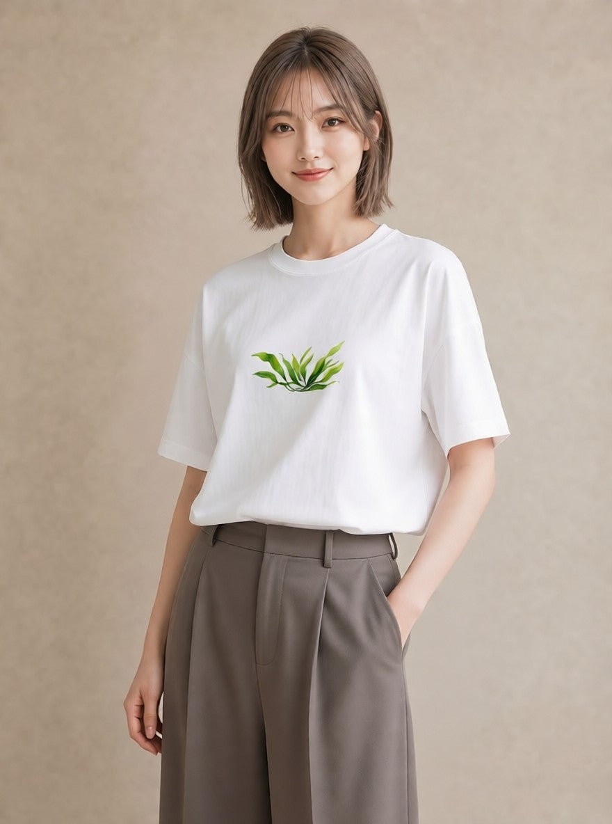 グラフィックTシャツ レディース ハーブ 植物 ボタニカル イラスト ユニーク 友達ギフト 部屋着 白T YMAZO