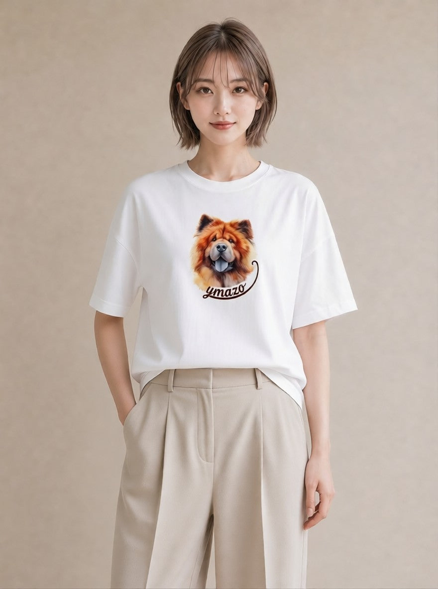 半袖Tシャツ レディース 柴犬 しばいぬ 犬 いぬ イラスト ミニマル 通勤 在宅 白T YMAZO
