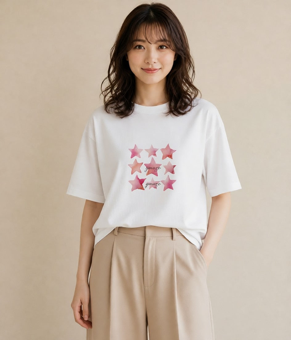 デザインTシャツ レディース 牡羊座 星空 宇宙 イラスト ゆるコーデ 親子 20代 白T YMAZO