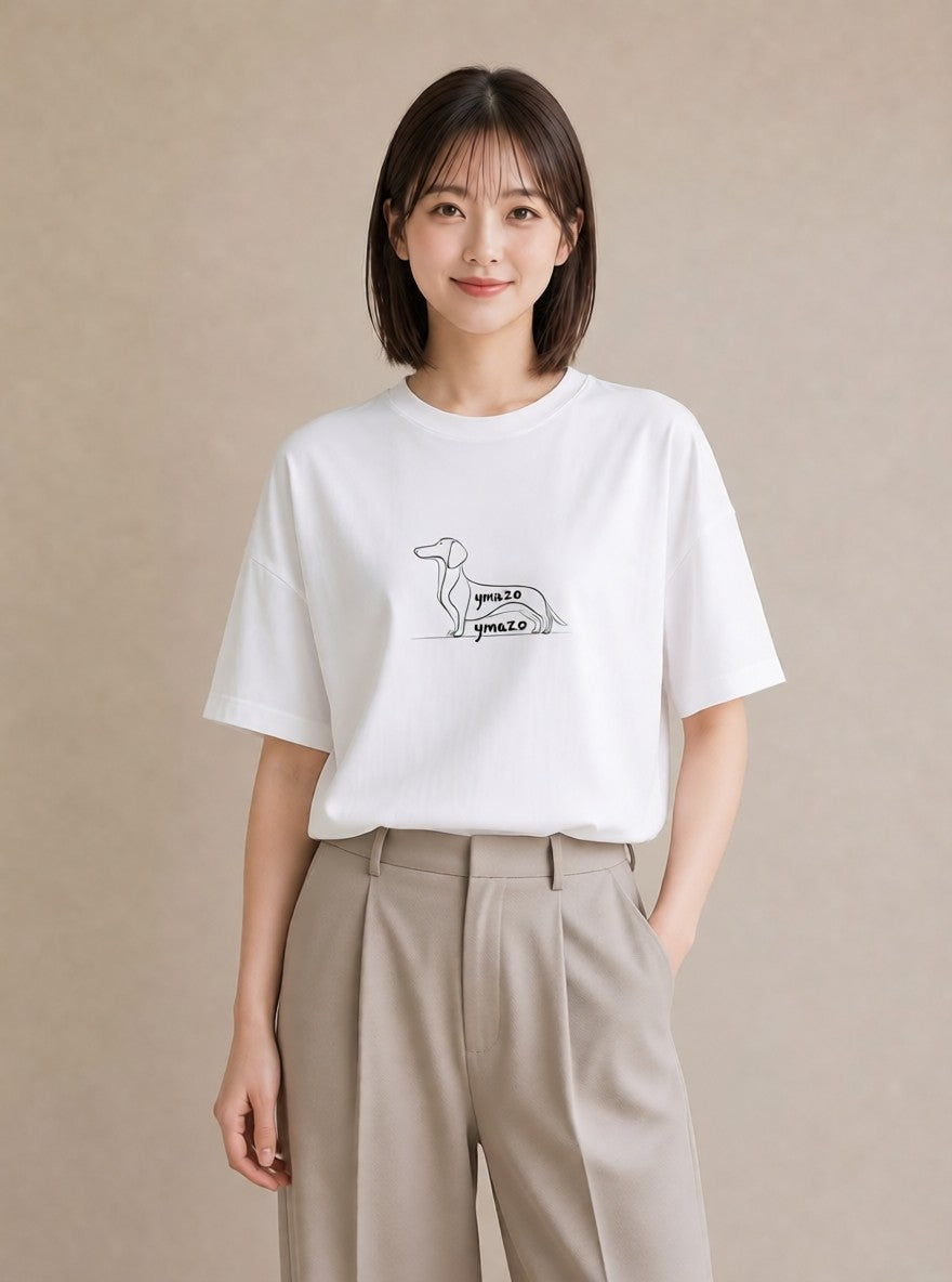 グラフィックTシャツ レディース 犬 いぬ わんこ イラスト 普段使い 普段着 週末コーデ 白T YMAZO