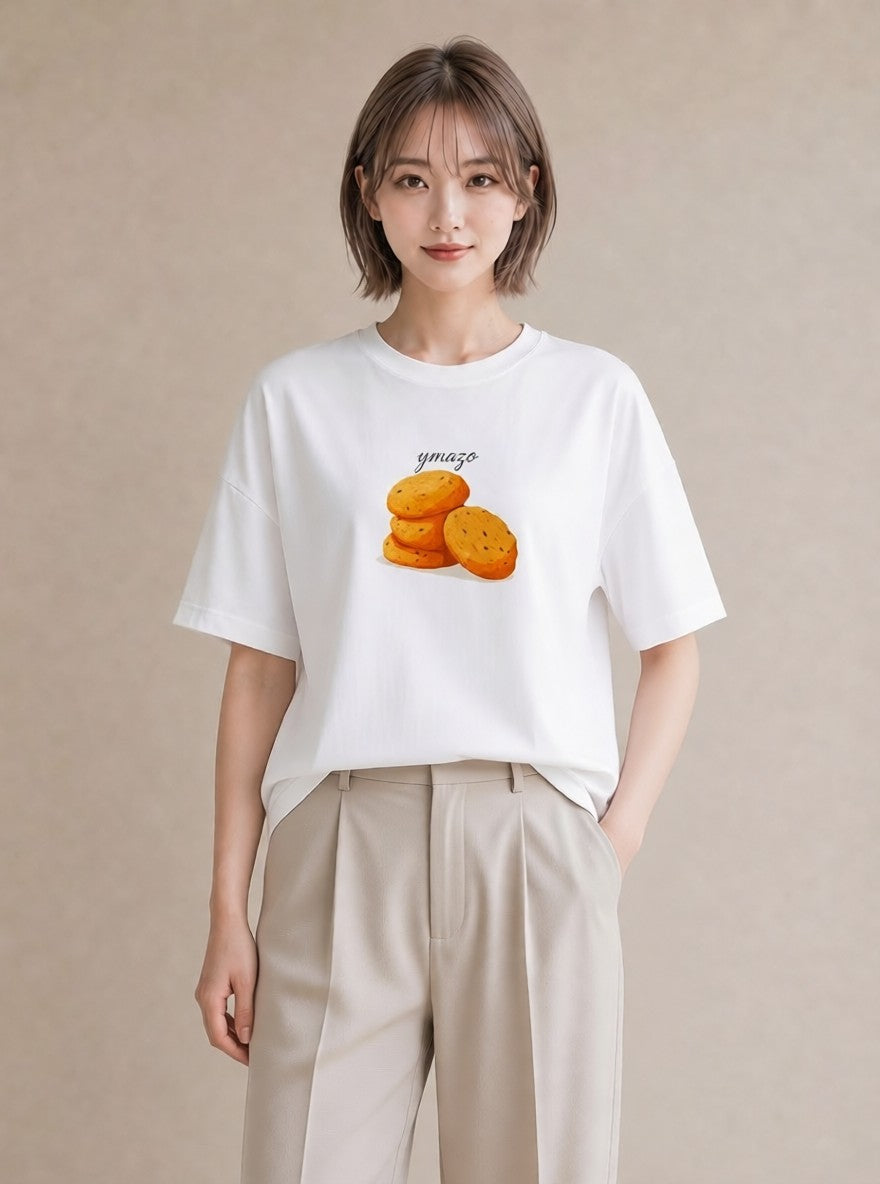 プリントTシャツ レディース どら焼き 食べ物 フード イラスト シック ルームウェア ギフト 白T YMAZO