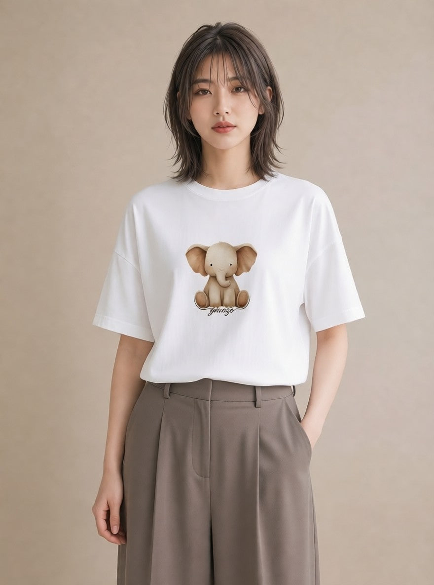 半袖Tシャツ レディース サイ 動物 アニマル イラスト 上品 週末コーデ 敬老の日 白T YMAZO