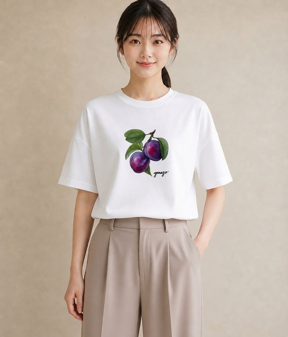 グラフィックTシャツ レディース さくらんぼ チェリー 食べ物 フード イラスト カフェコーデ 母娘コーデ 自分用 白T YMAZO