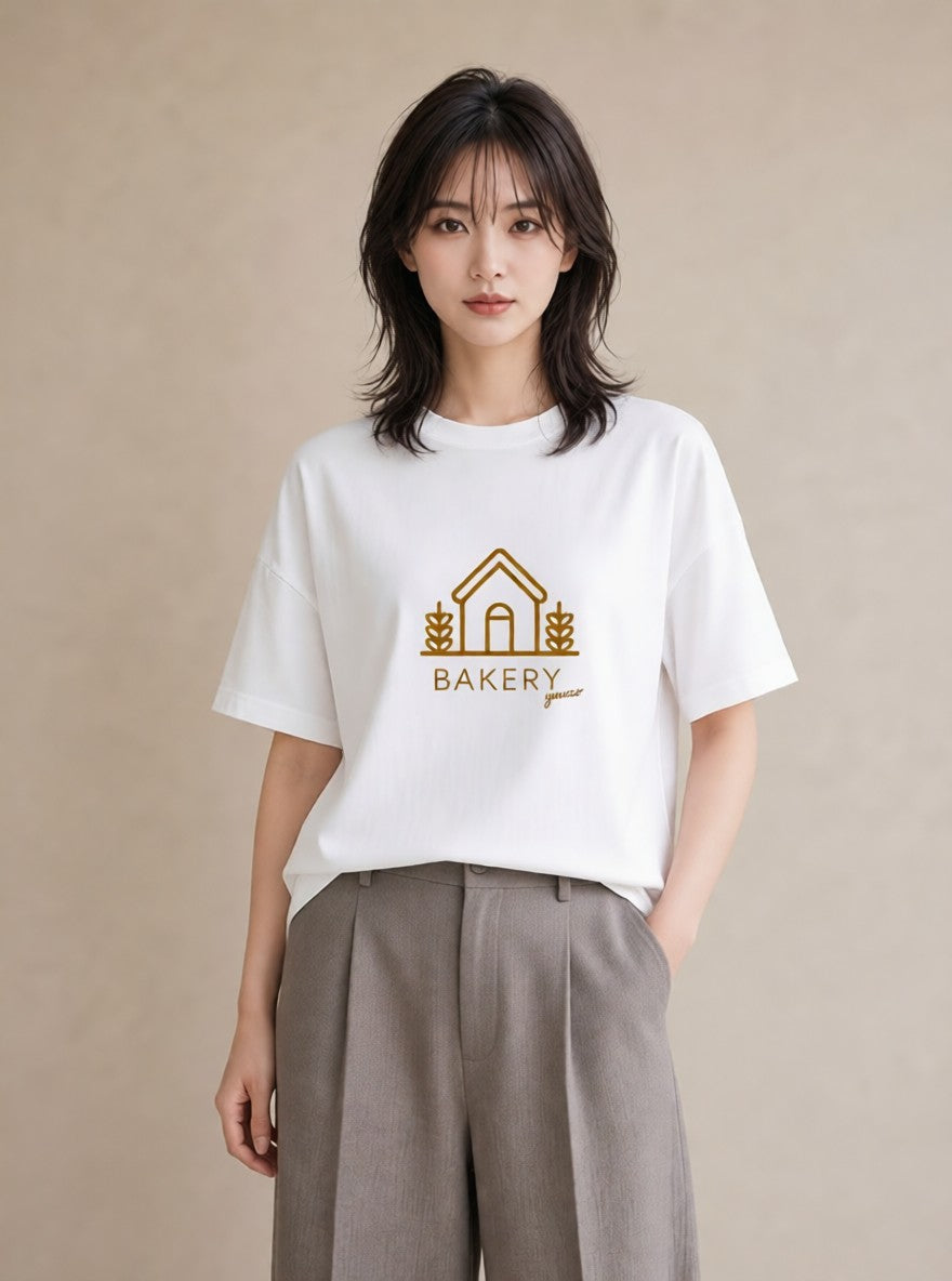 デザインTシャツ レディース パン ベーカリー レトロ イラスト ナチュラル 親子 20代 白T YMAZO