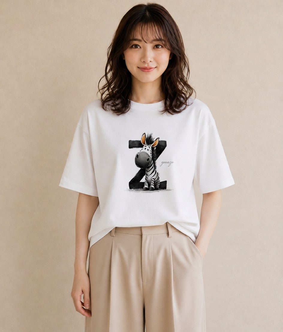 グラフィックTシャツ レディース しまうま 動物 アニマル イラスト ラフカジュアル ビーチ デイリーウェア 白T YMAZO