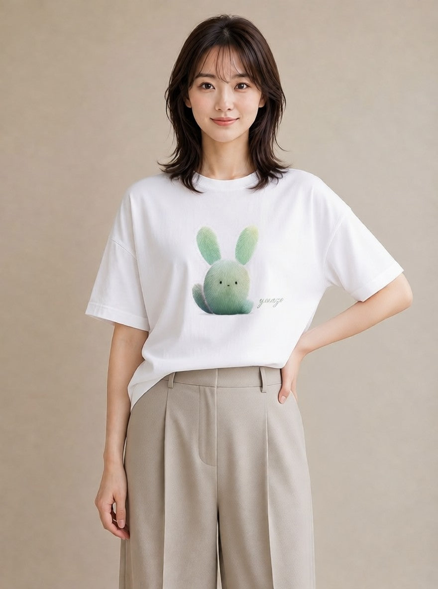 半袖Tシャツ レディース サボテン 植物 ボタニカル イラスト ナチュラル 誕生日プレゼント 綿100 白T YMAZO