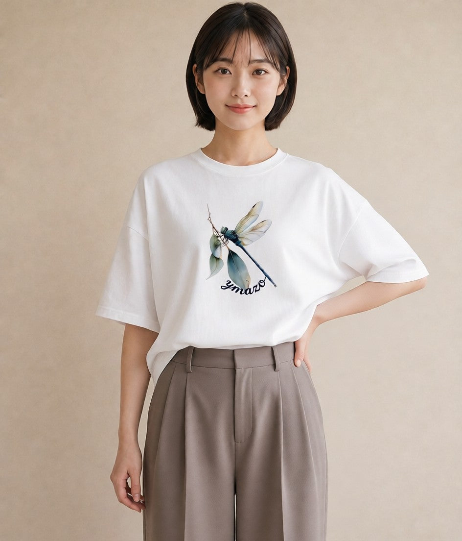 グラフィックTシャツ レディース ホタル 昆虫 虫 イラスト ボタニカル カジュアルコーデ 買い物 白T YMAZO