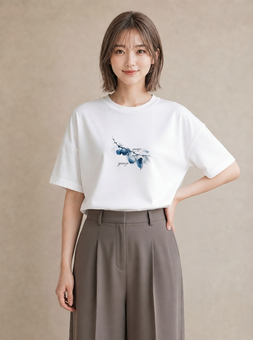 グラフィックTシャツ レディース 雨上がりのベンチ ベンチ ナチュラル アンティーク イラスト カフェコーデ 買い物 夏コーデ 白T YMAZO