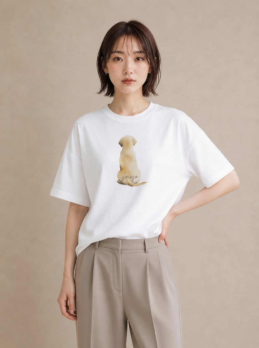 グラフィックTシャツ レディース ラブラドールレトリバー 犬 いぬ イラスト ゆるかわ 週末コーデ 敬老の日 白T YMAZO