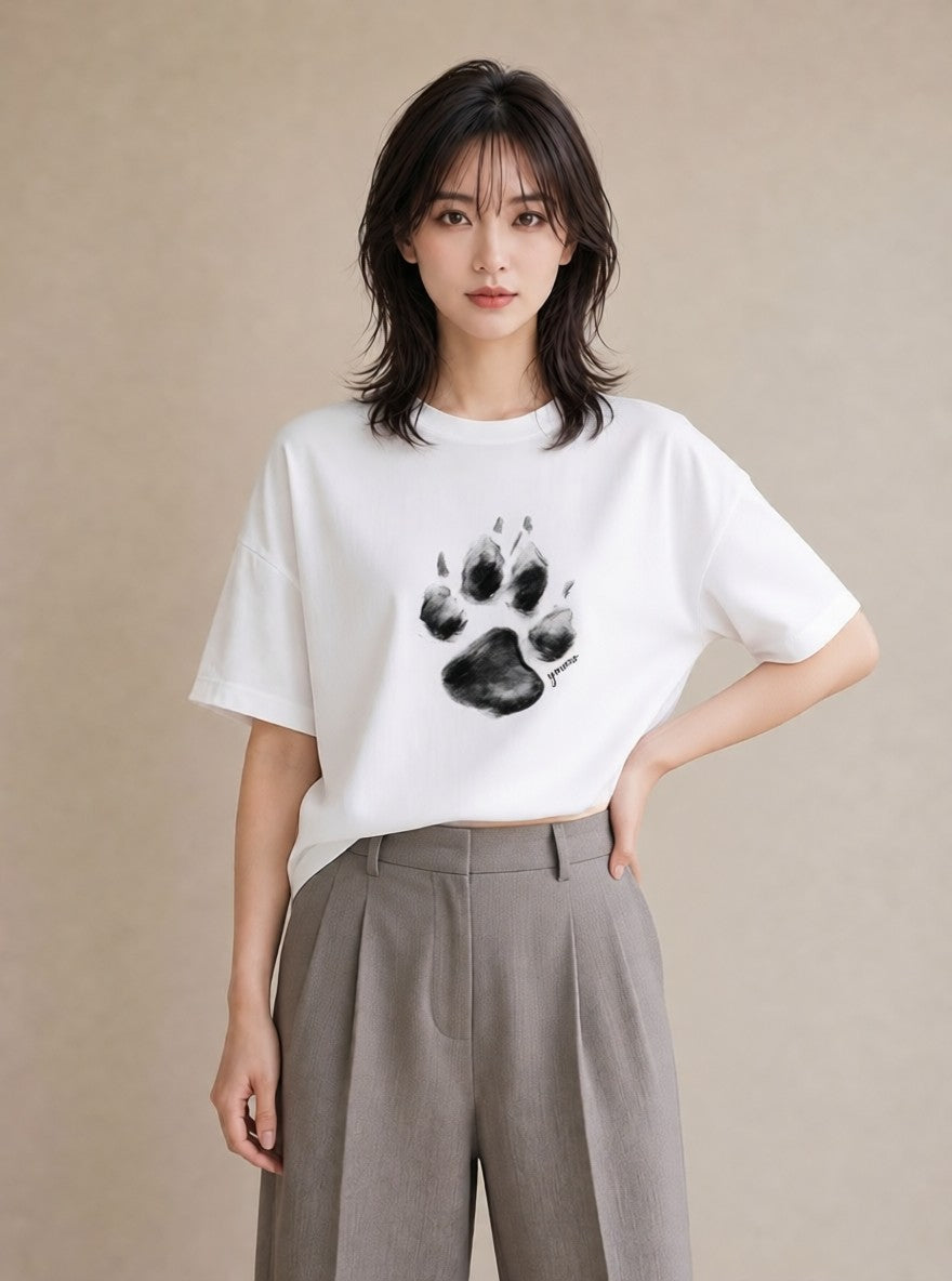半袖Tシャツ レディース 猫の手 猫 ねこ イラスト 旅行コーデ 姉妹 送別ギフト 白T YMAZO