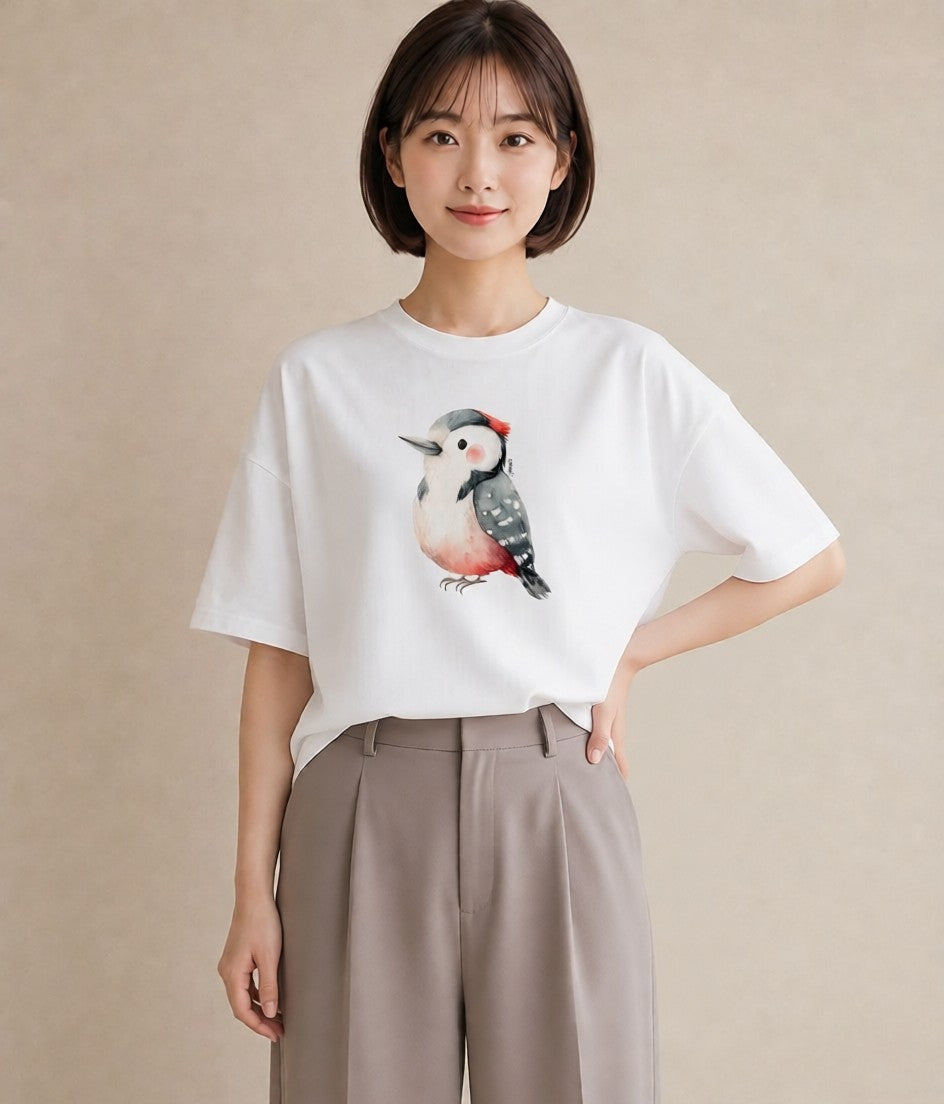デザインTシャツ レディース オカメインコ ペット 動物 イラスト フェミニン カフェ服 クリスマス 白T YMAZO