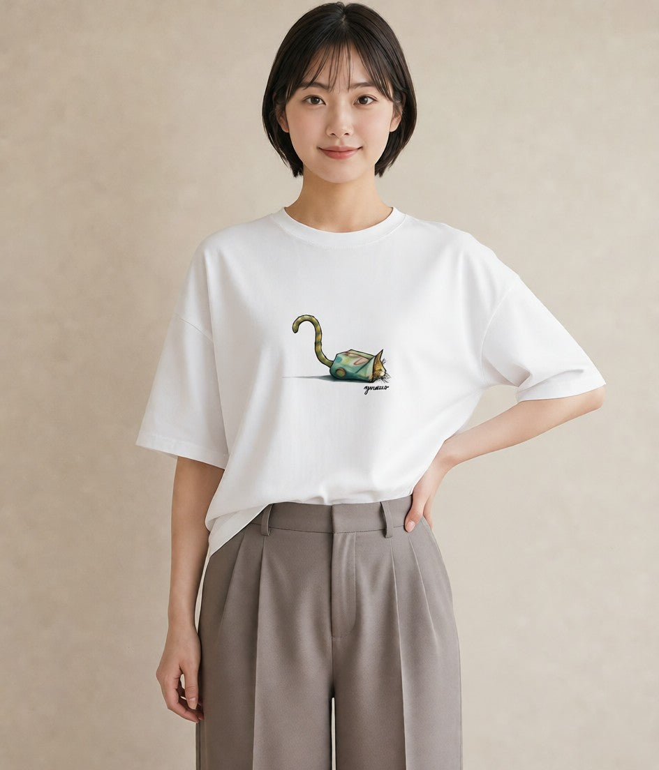 Tシャツ レディース アメリカンショートヘア 猫 ねこ イラスト 水彩風 秋コーデ おしゃれギフト 白T YMAZO
