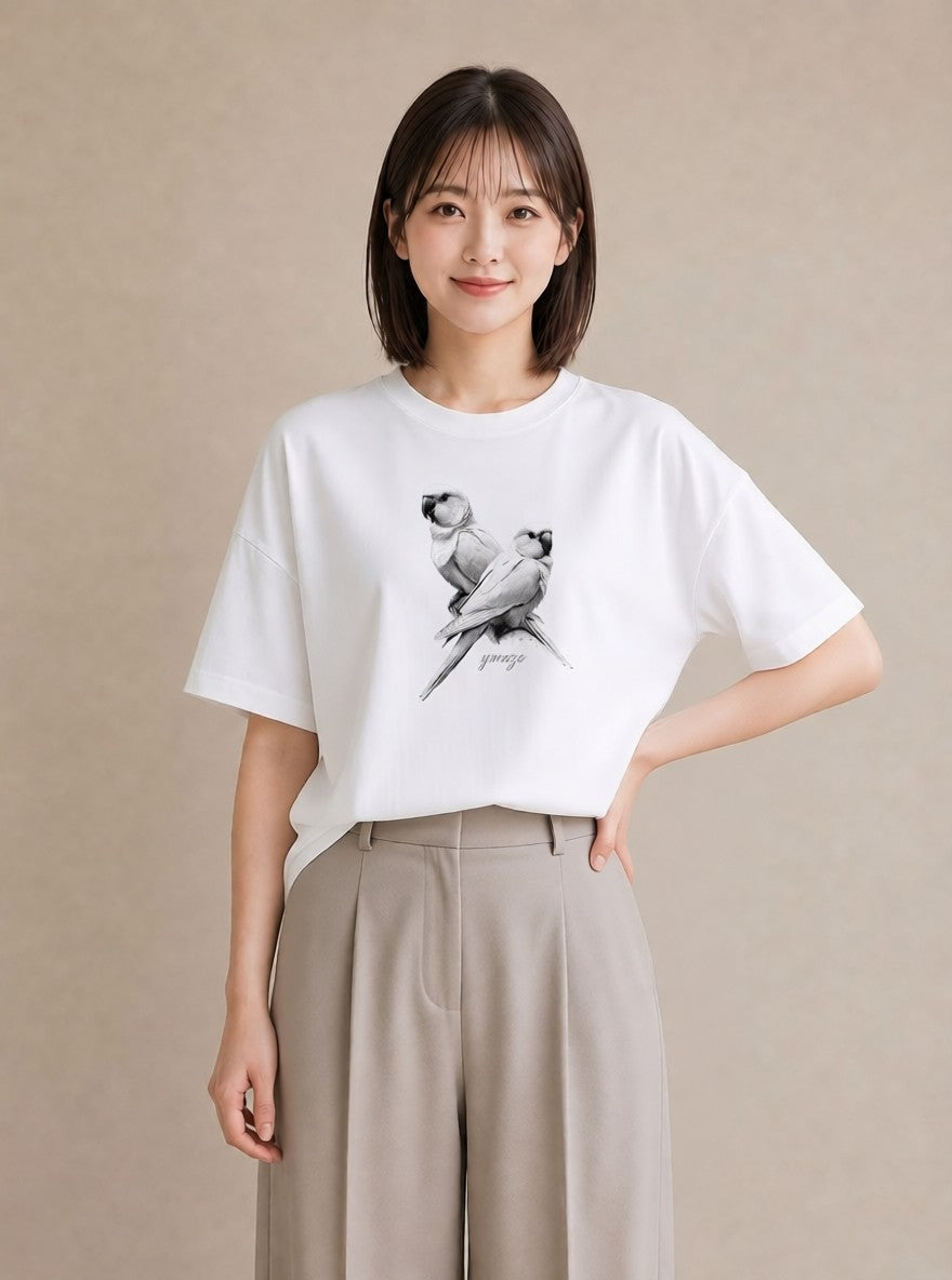 Tシャツ レディース オカメインコ ペット 動物 イラスト きれいめ ギフト 母の日 白T YMAZO