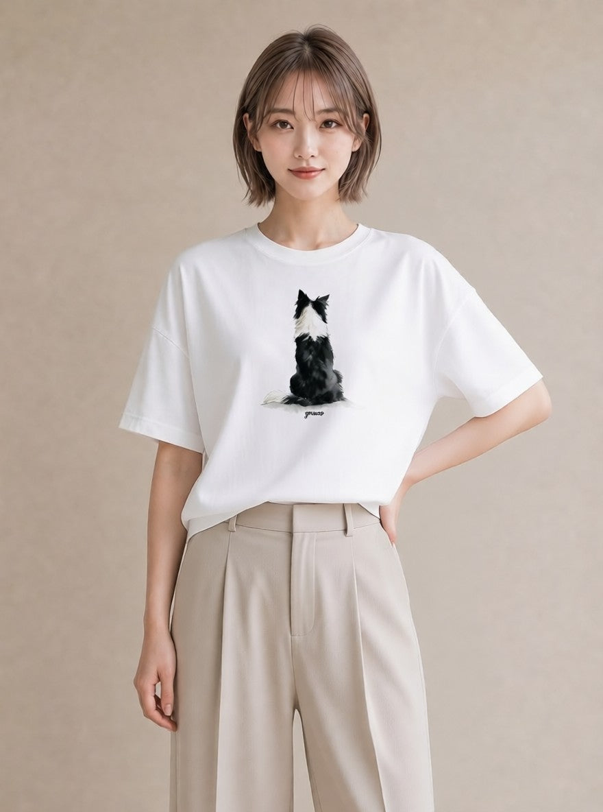グラフィックTシャツ レディース 犬 いぬ イラスト レトロ 送別ギフト 通勤 白T YMAZO