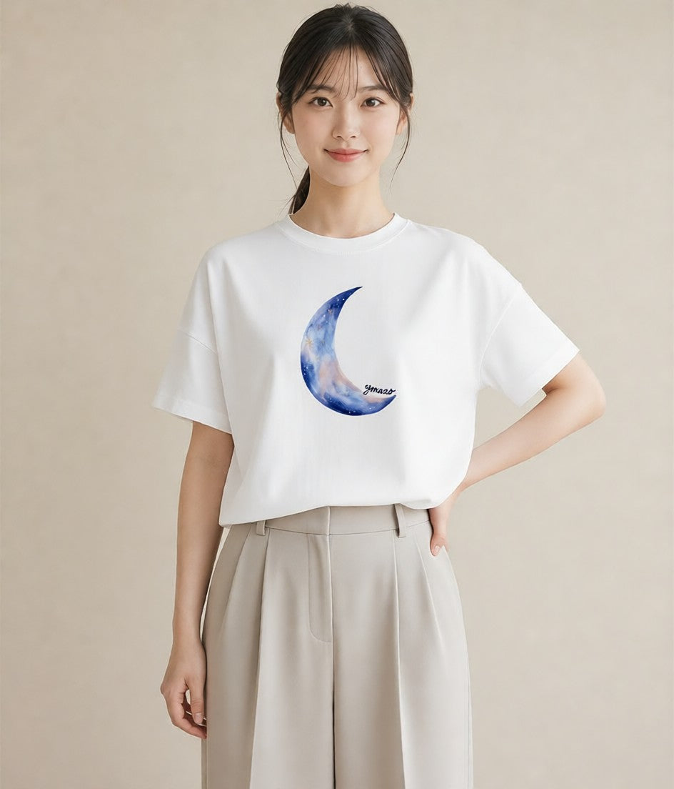 プリントTシャツ レディース 獅子座 星空 宇宙 イラスト 通学 誕生日プレゼント 白T YMAZO