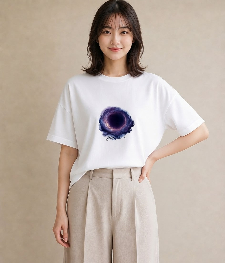 デザインTシャツ レディース 天の川 星空 宇宙 イラスト 可愛い デート 帰省 白T YMAZO