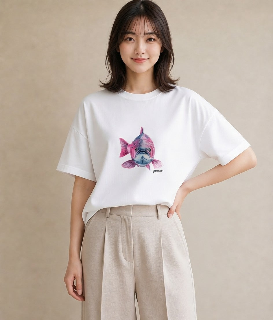 グラフィックTシャツ レディース 熱帯魚 海の生き物 海 イラスト 普段使い クリスマス 旅行 白T YMAZO