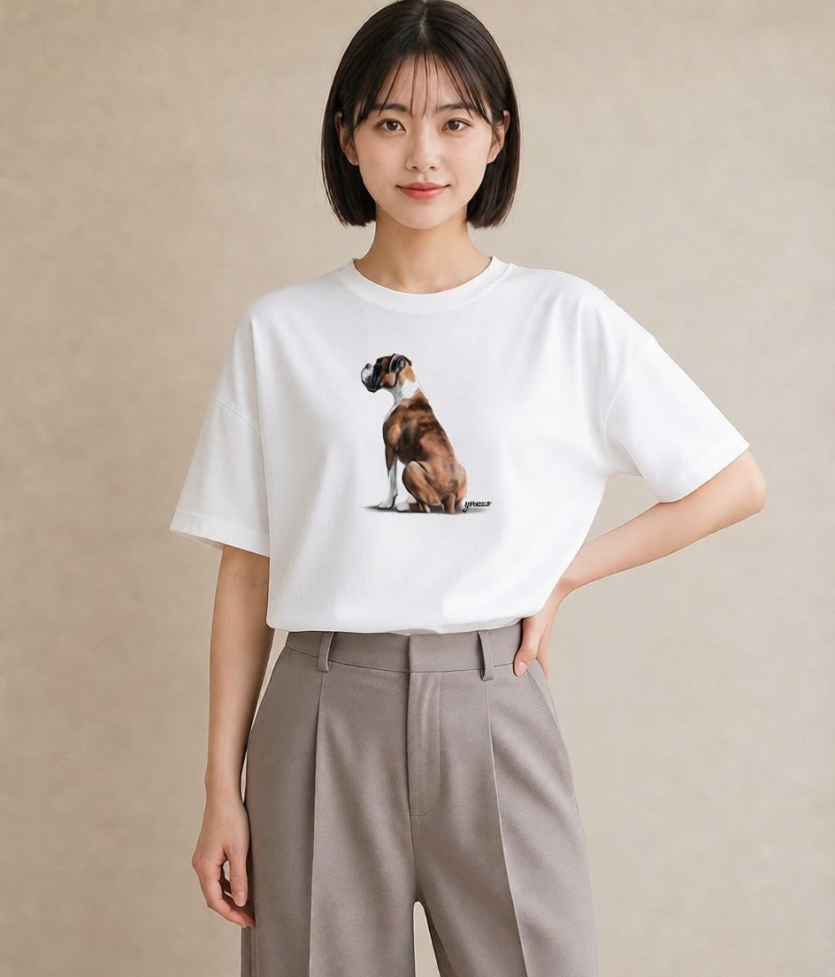 Tシャツ レディース ミックス犬 犬 いぬ イラスト お洒落 女性 旅行用 白T YMAZO