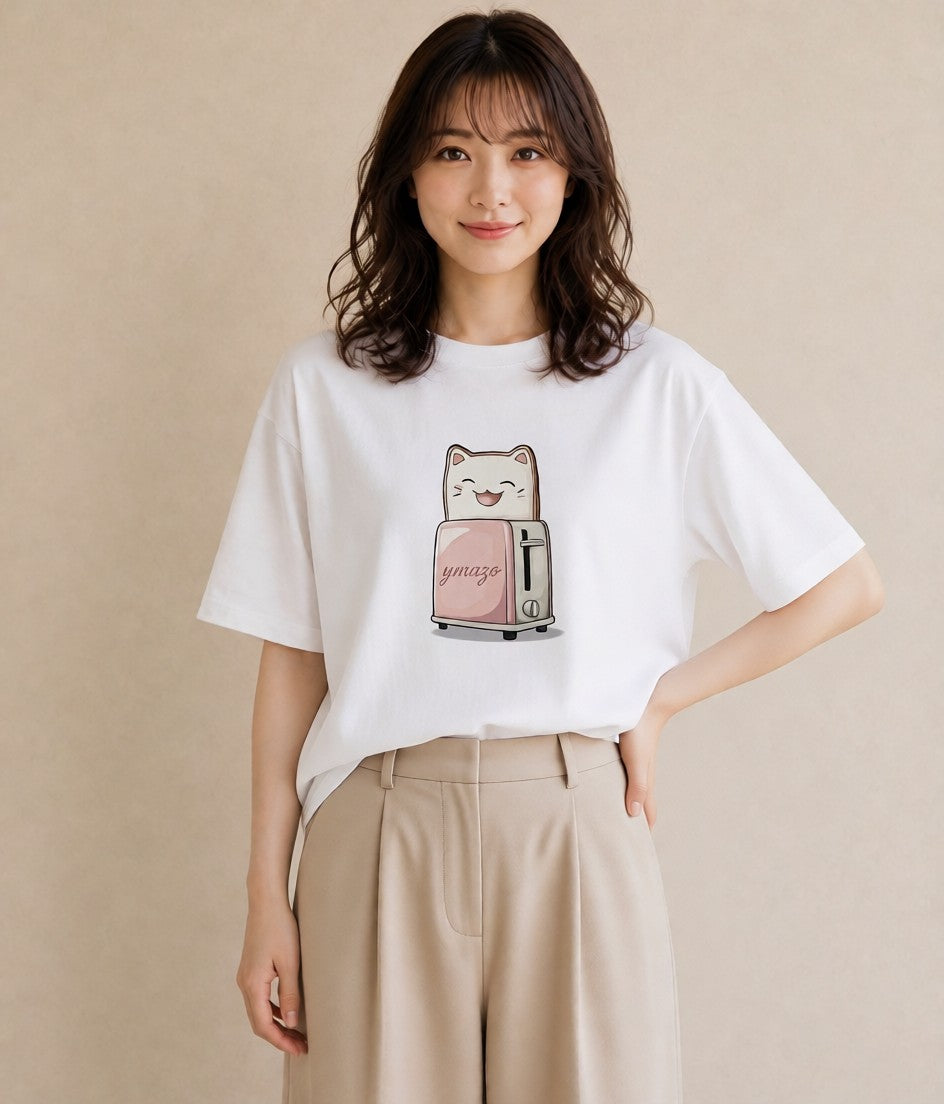 プリントTシャツ レディース 食パン 食べ物 フード イラスト ポップ 帰省 ラフ 白T YMAZO