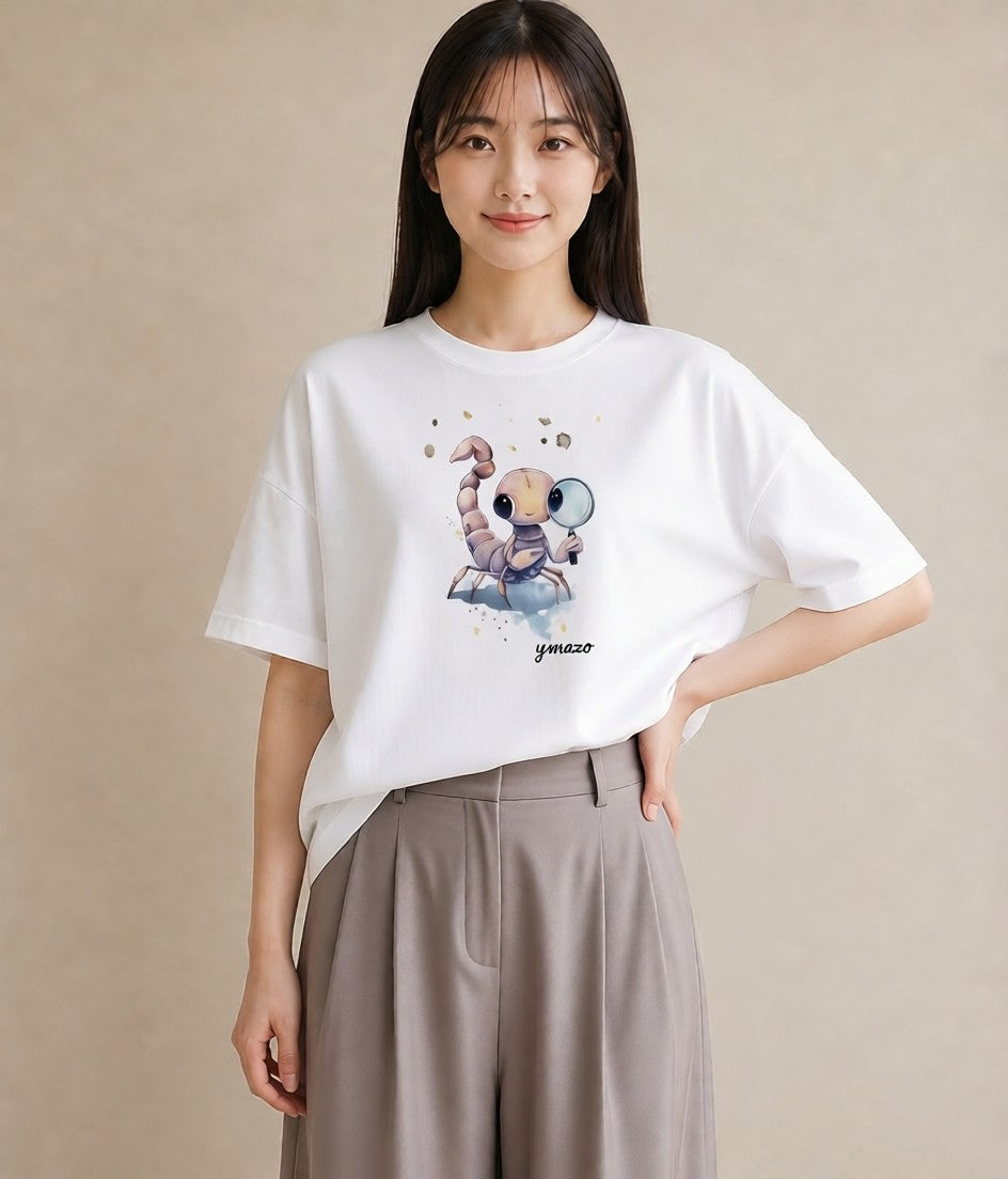 Tシャツ レディース 蠍座 星空 宇宙 イラスト お洒落 週末コーデ 敬老の日 白T YMAZO