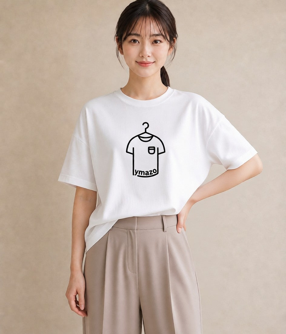 プリントTシャツ レディース パールピアス アクセサリー ナチュラル アンティーク イラスト 抜け感 海 カフェ巡り 白T YMAZO