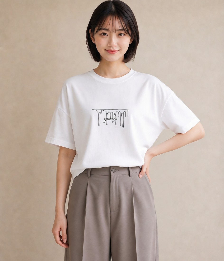 半袖Tシャツ レディース 雨上がりの小道 雨上がり 小道 ナチュラル アンティーク イラスト ユニーク お揃い 親子 白T YMAZO