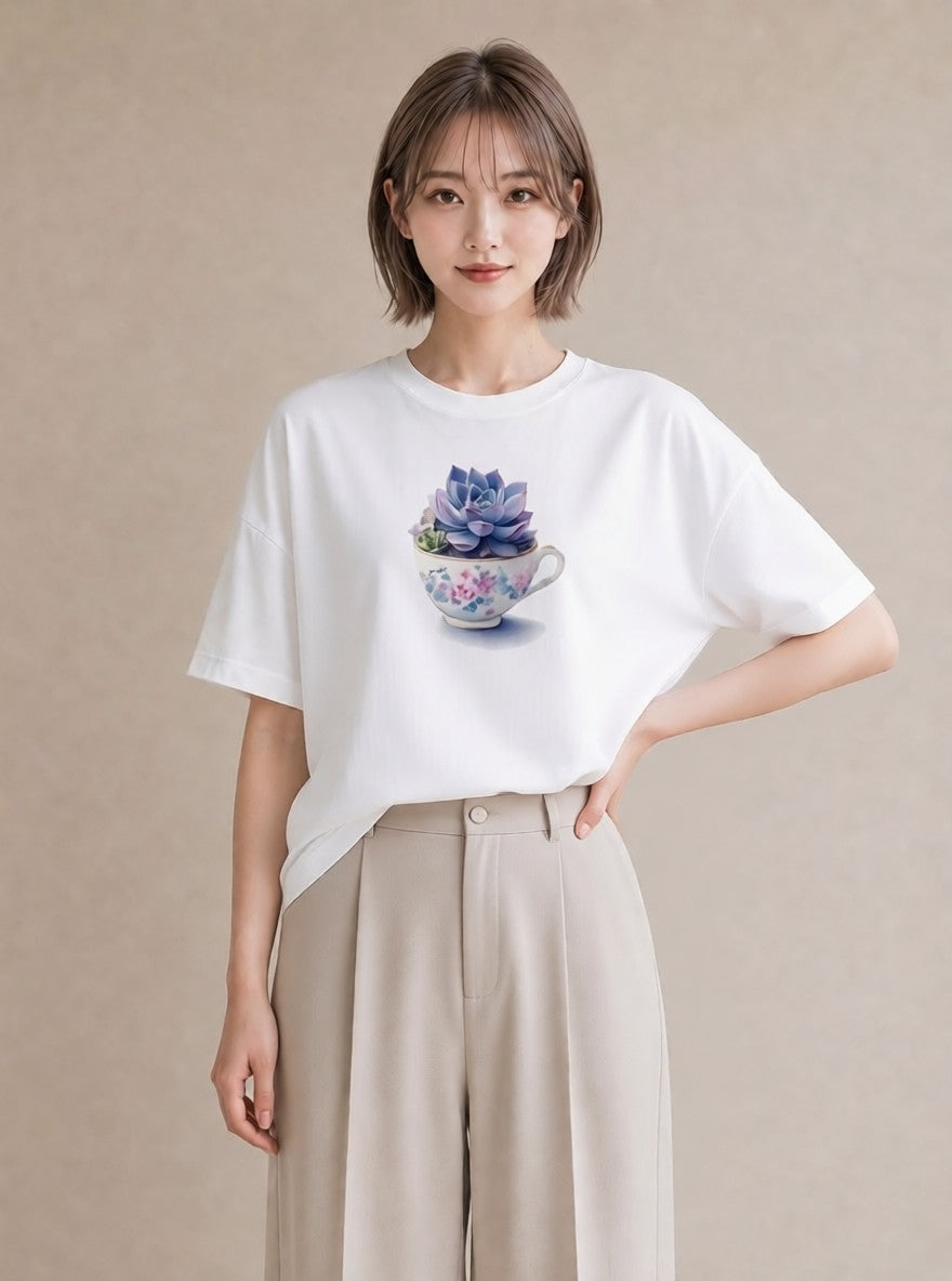 デザインTシャツ レディース 紅茶 食べ物 フード イラスト ナチュラル 親子 20代 白T YMAZO